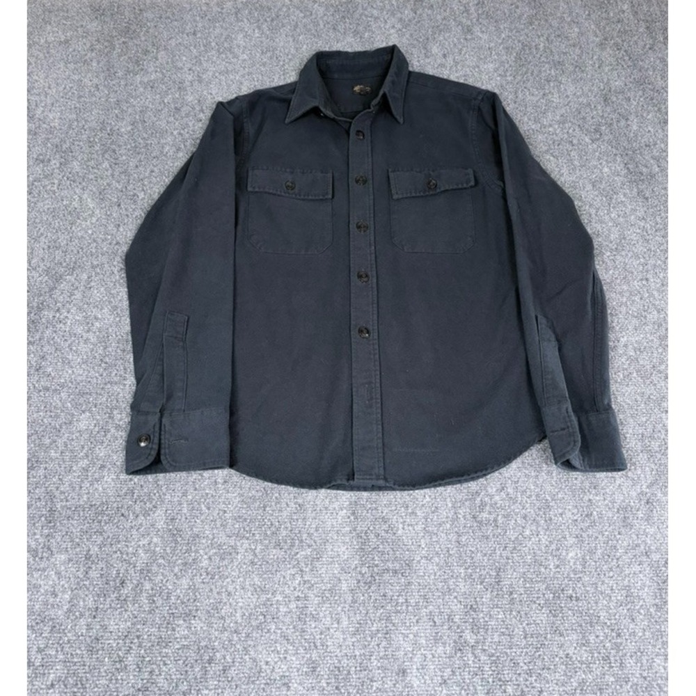VTG L.L. Bean Freeport Maine Mens S Black Cotton Long Sleeve Button Up Shirt S